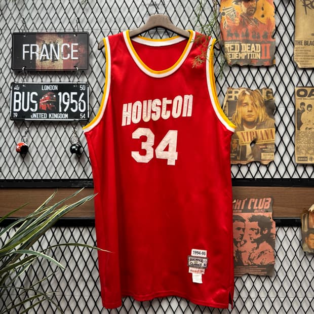 00s 미첼앤네스 X NBA 휴스턴 어센틱 스로우백 저지 레드