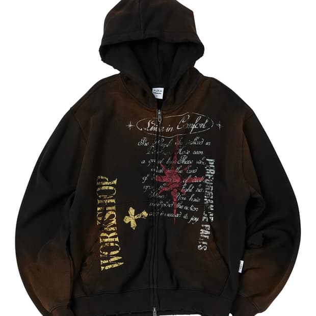 트래블 빈티지 워싱 후드집업 L 고스펑크 락시크 십자가 나나st 그런지