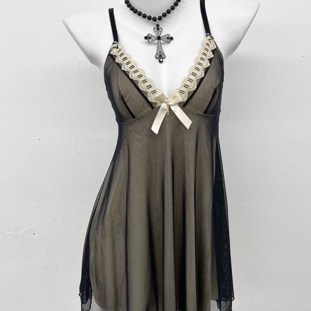 블랙 시어 레이스 슬립