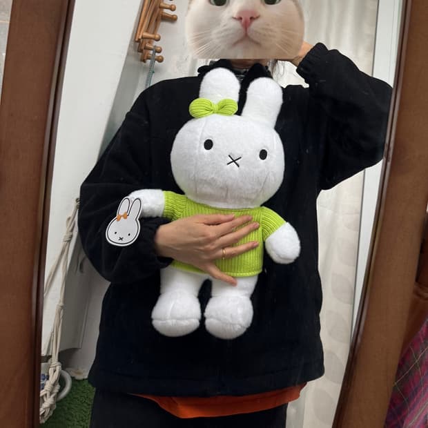 중대형 48cm 미피 멜라니 토끼 인형 그린 니트 땍있음