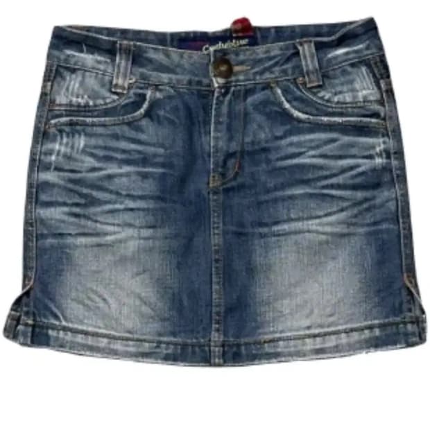 빈티지 y2k 워싱 데님 청치마 미니스커트 