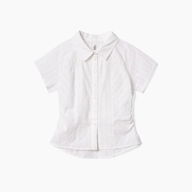 poev Broderie Shirring Shirt 셔링 레이스 블라우스