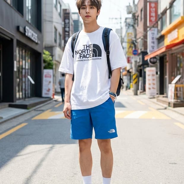 노스페이스 나일론 반바지 숏팬츠 블루