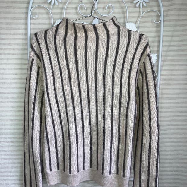 jpn vintage 아이보리 차콜 스트라이프 니트 y2k 스트릿 갸루 