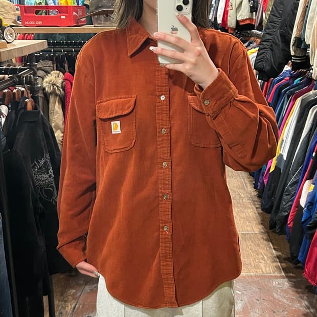 [HI] 칼하트 코듀로이 긴팔셔츠 딥오렌지