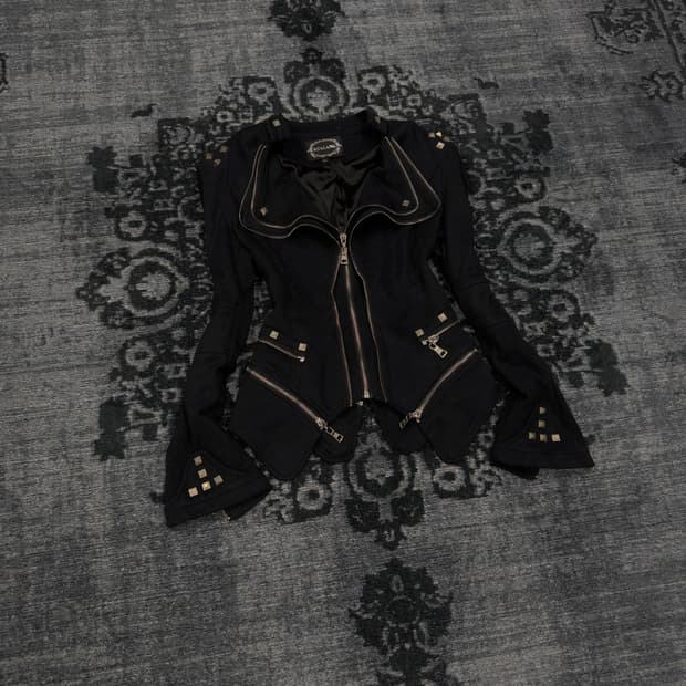 Shallang faux swede stud rider jacket