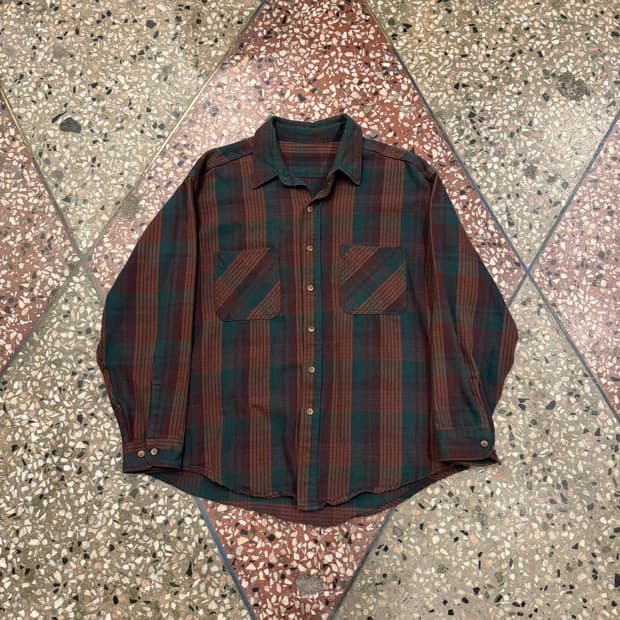 90s 코튼 플란넬 셔츠 (XL)