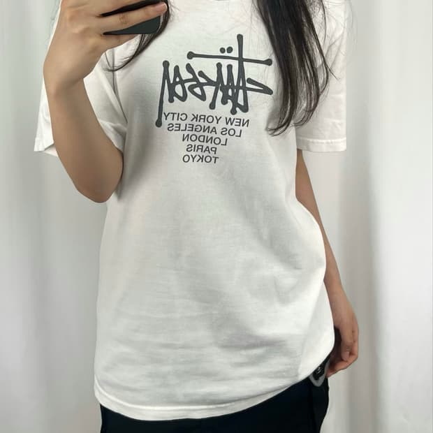 스투시 월드투어 화이트 반팔