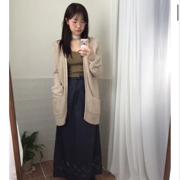 옷속무 빈티지 가디건+ 치마