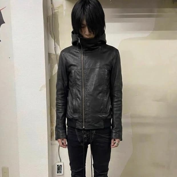 헬무트랭 00ss 아카이브 닌자 후드 사선 집업 램스킨자켓