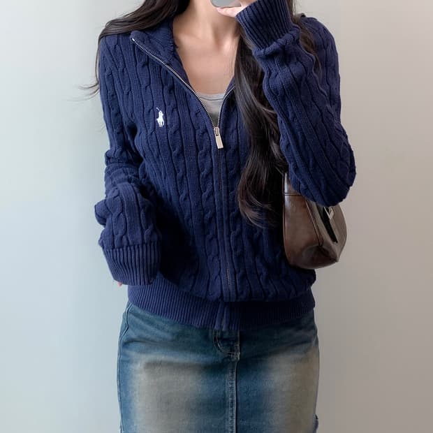 폴로 니트 집업