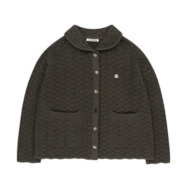 코이세이오 웨이브 니트 가디건 브라운