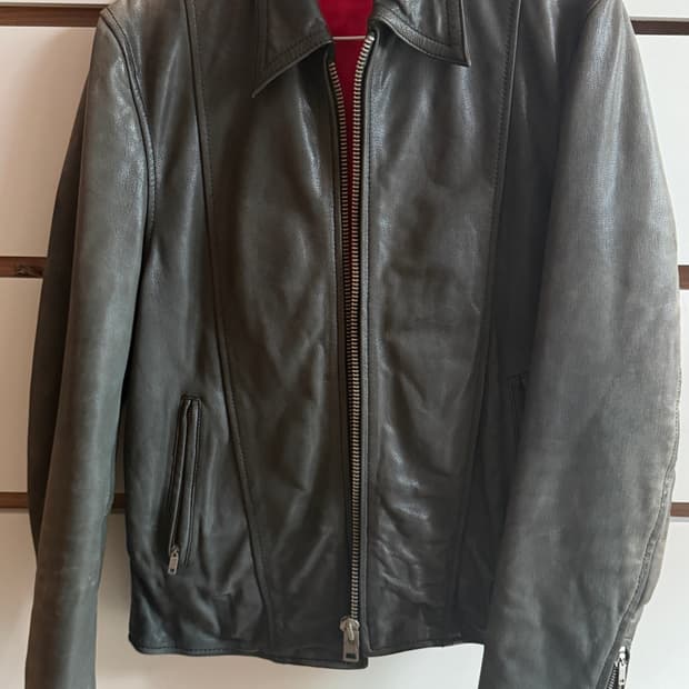 빈티지 카키 레더자켓
