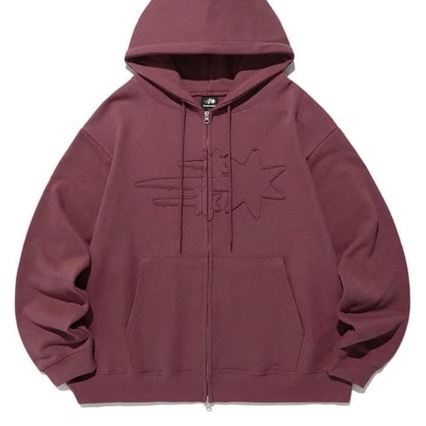 나이스고스트클럽 버건디 후드집업 S