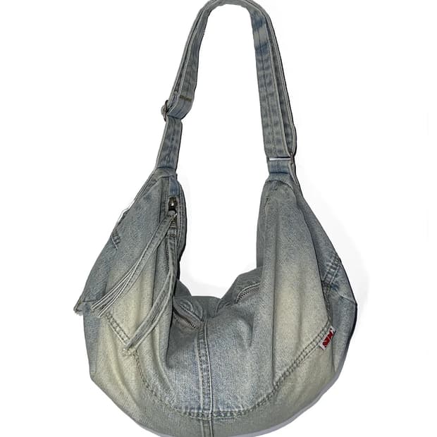 스컬프터 워시드 데님 더플백 워시드 블루