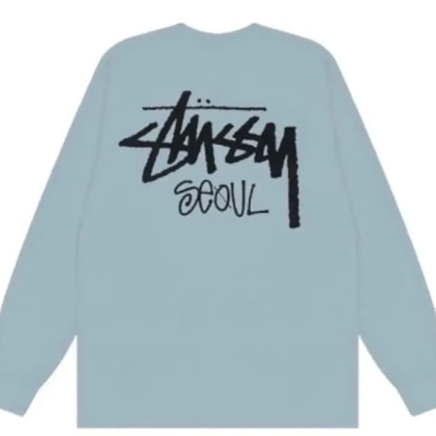 [M] 스투시 서울 긴팔 롱슬리브 슬레이트 하늘색 색상 미개봉 새제품