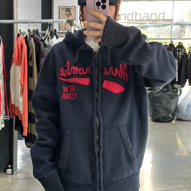 아베크롬비 머슬핏 데미지 후드집업 네이비