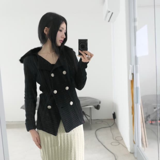 디에이디 투버튼 퍼 가디건