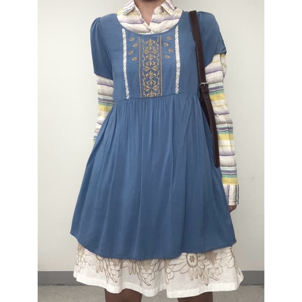 빈티지 에스닉 히피 반팔 원피스