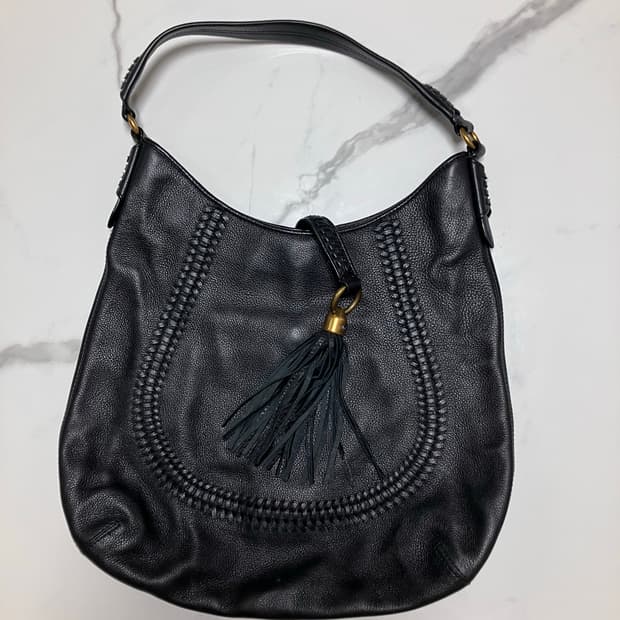 랄프로렌 블랙 가죽 태슬 호보백 보부상 숄더백