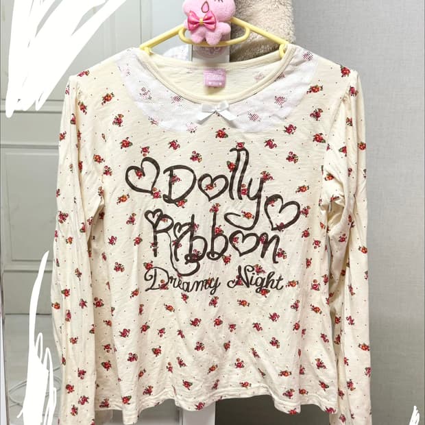 메조피아노 플로럴 라떼갸루 히메카지 롱슬리브 핀터깔 빈티지 일브