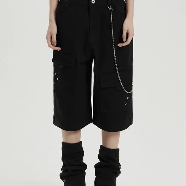 BERMUDA CARGO PANTS / BLACK