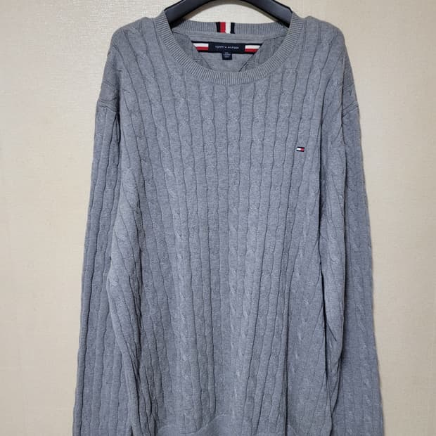 빅사이즈(XXL) 타미힐피거 케이블 코튼니트