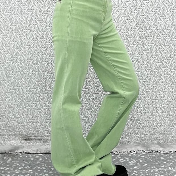 앨리스앤올리비아 피스타치오그린 부츠컷 코튼팬츠 26인치 C11202
