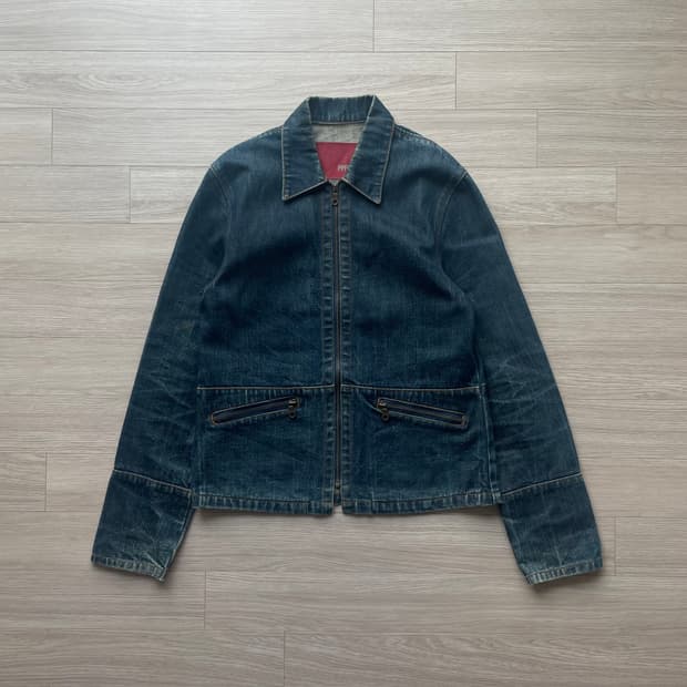 일본 빈티지 PPFM 워싱 데님 집업 자켓 청자켓