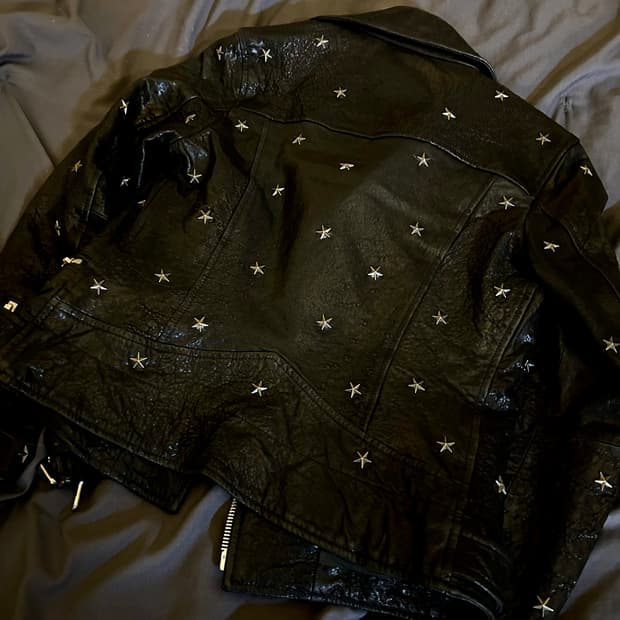 Cow Skin Star Stud Leather Jacket