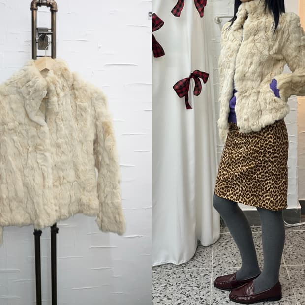 ivory milk fur jacket