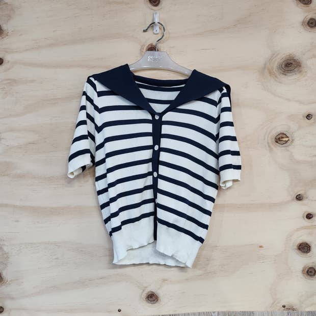 549) 마린룩 스트라이프 반팔 가디건