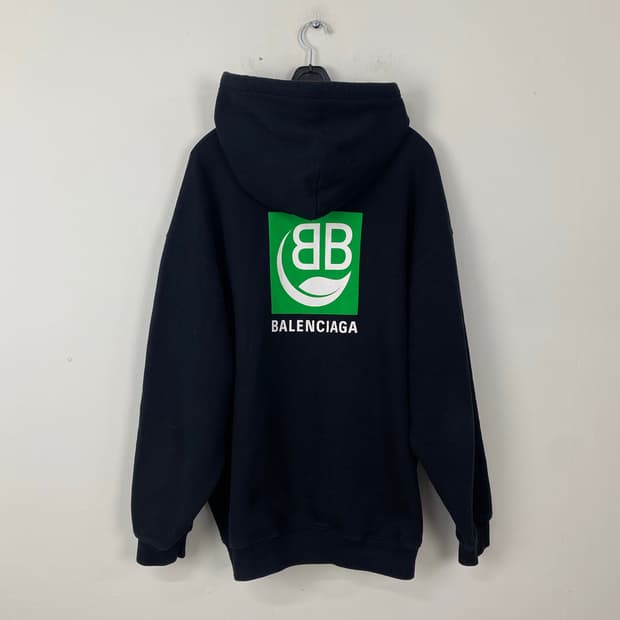 발렌시아가 그린 BB 백로고 후드티 XL <590>