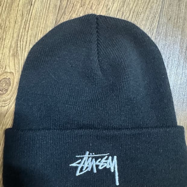 스투시 스탁 커브 비니 블랙