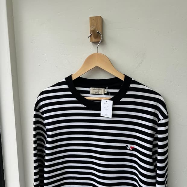 16178 - 메종키츠네 트리컬러 스트라이프 티셔츠