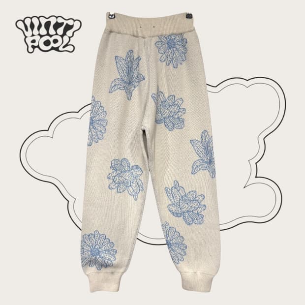 마르디메크르디 캐시미어 자가드 니트팬츠 아이보리 스카이 드라이O