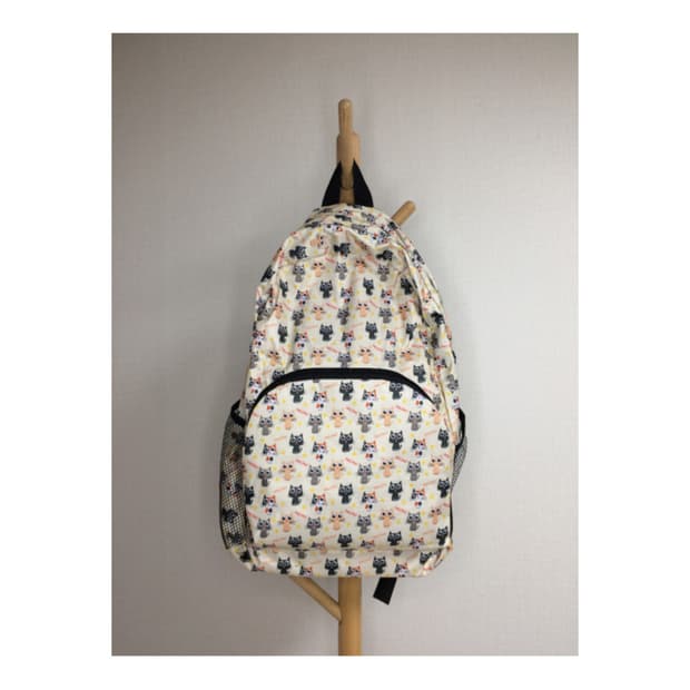 빈티지 고양이 패턴 경량 백팩