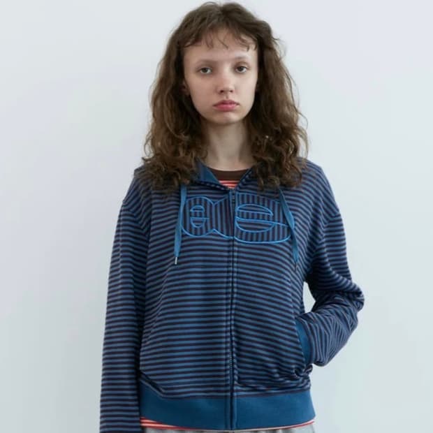 엔조블루스 스트라이프 후드집업