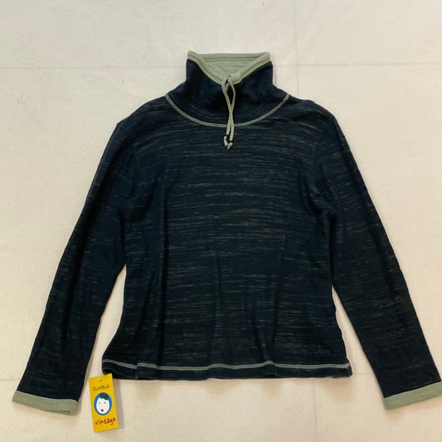 일본빈티지 유니크 하이넥티셔츠