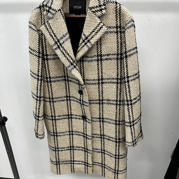 여) 마쥬 체크 울코트 