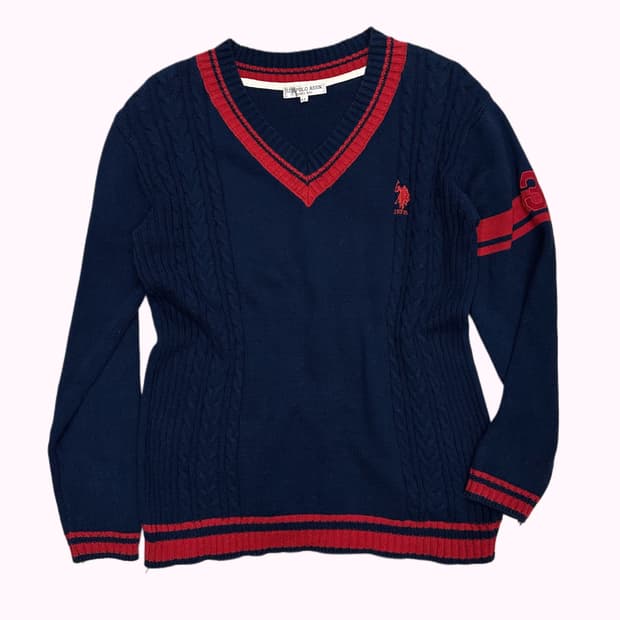 embroidery navy cricket knit