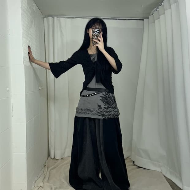 무채색 레오파드 블랙 데일리 시크 힙 코디세트 