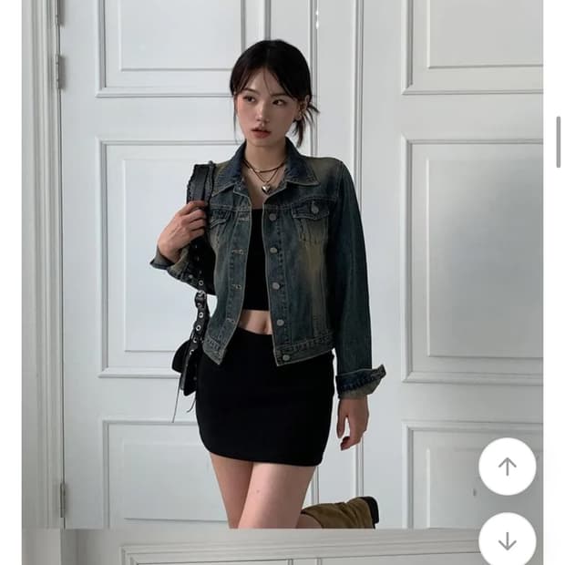 모디무드 슬림핏 빈티지 데님 자켓