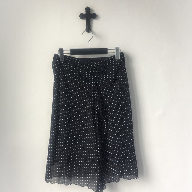 Dot pattern frill midi skirt