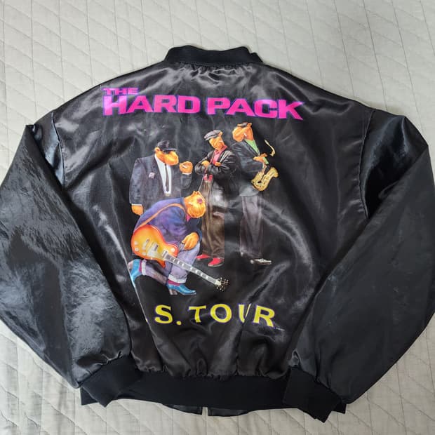 [XL] 90s 빈티지 카멜 프로모 봄버 새틴 자켓, 스카쟌
