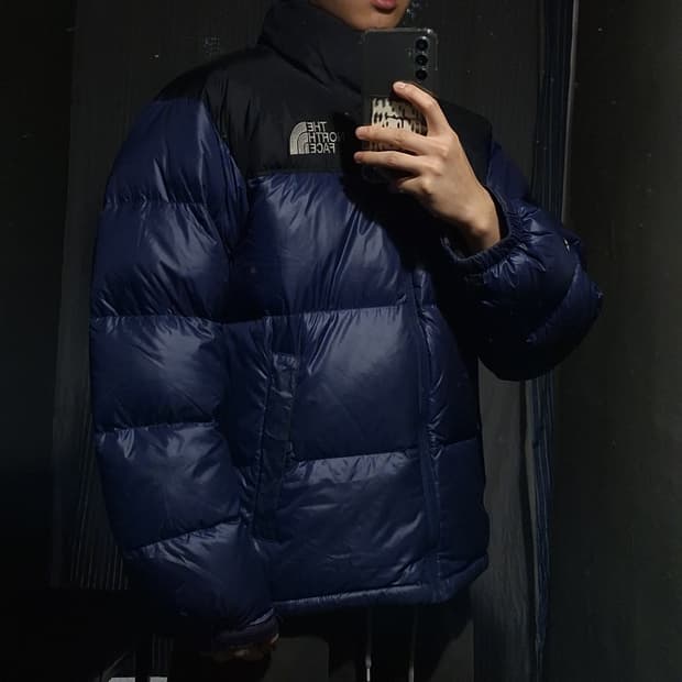 노스페이스 700 네이비 블랙 눕시 거위털 구스다운 패딩 점퍼 L