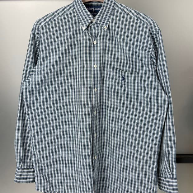  [2XL]POLO폴로 그린블루 체크 셔츠 