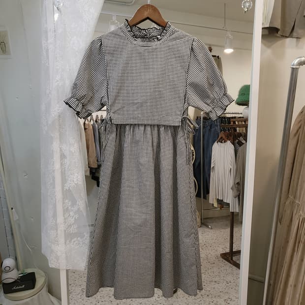Lutique 블랙체크 원피스