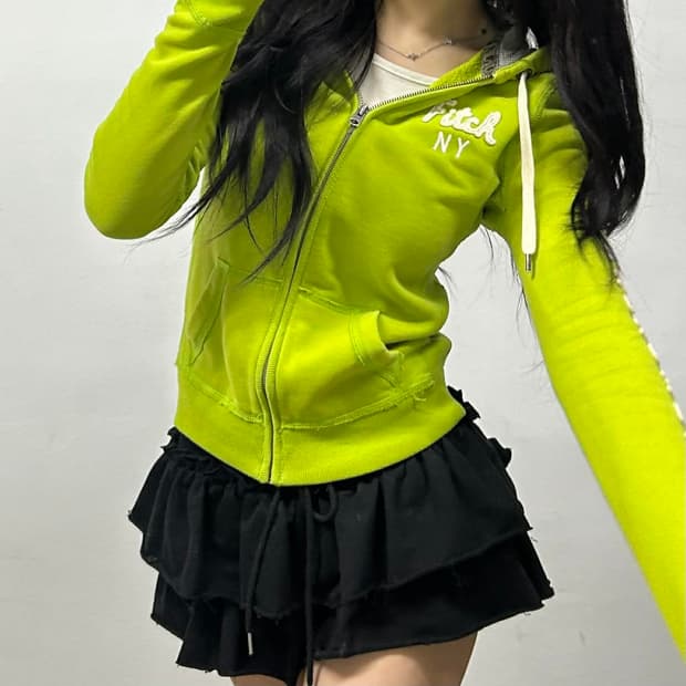 아베크롬비 y2k 여리핏 말차라떼 대대장 러블리힙 후드집업 희귀져지(S)