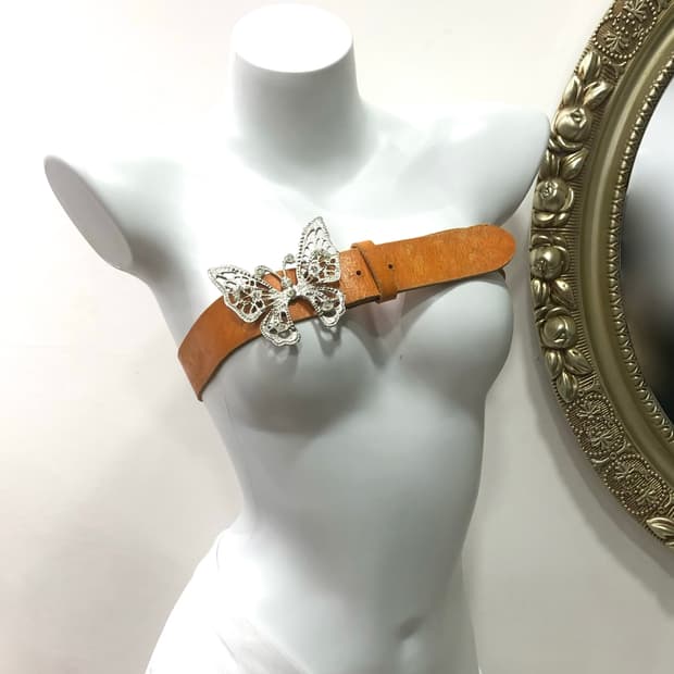 butterfly pendant orange brown belt